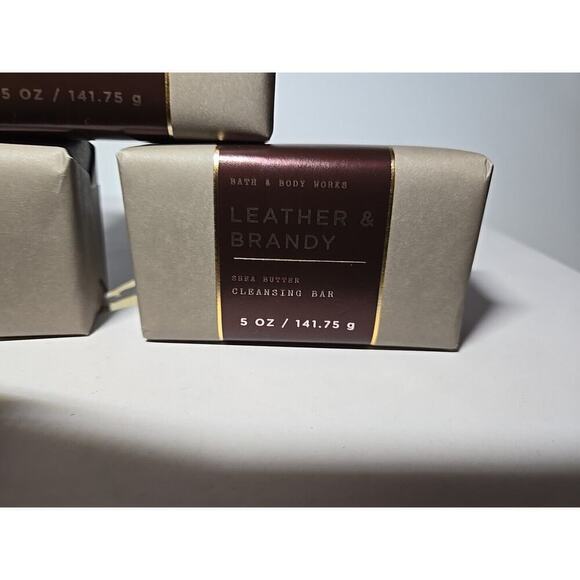 Bath & Body Works Shea Butter CLEANSING BAR LEATHER & BRANDY 3 Pack - Picture 4 of 8